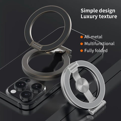 MagSafe Double-Sided Magnetic Phone Holder, Triple Fold Ring Grip Stand for Phone